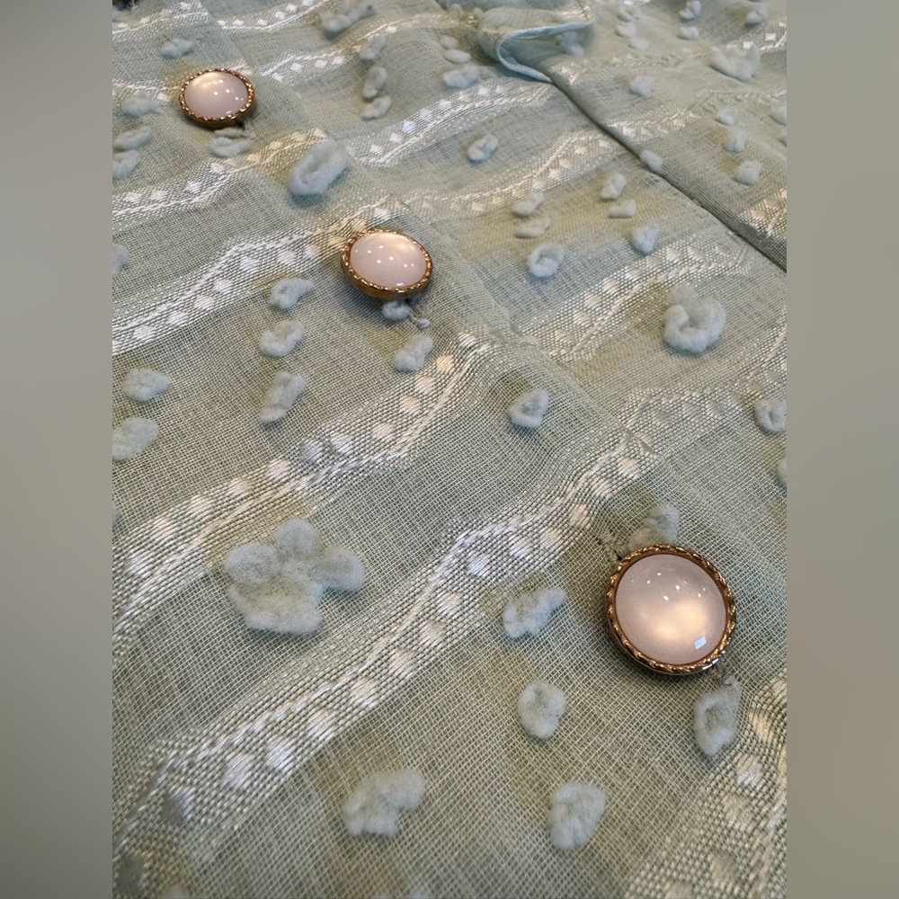 Adele Light Green Ruffled Button-Front Women's Dr… - image 5